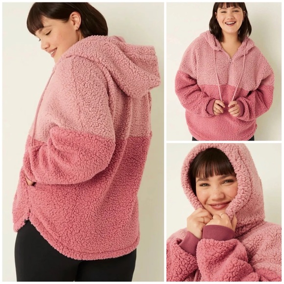 PINK Victoria's Secret Varsity Sherpa Half-zip Pullover Rose Pink - Picture 4 of 11
